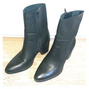 Leather mid calf boot
